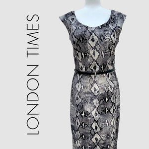 LONDON TIMES Snakeskin Sleeveless Dress